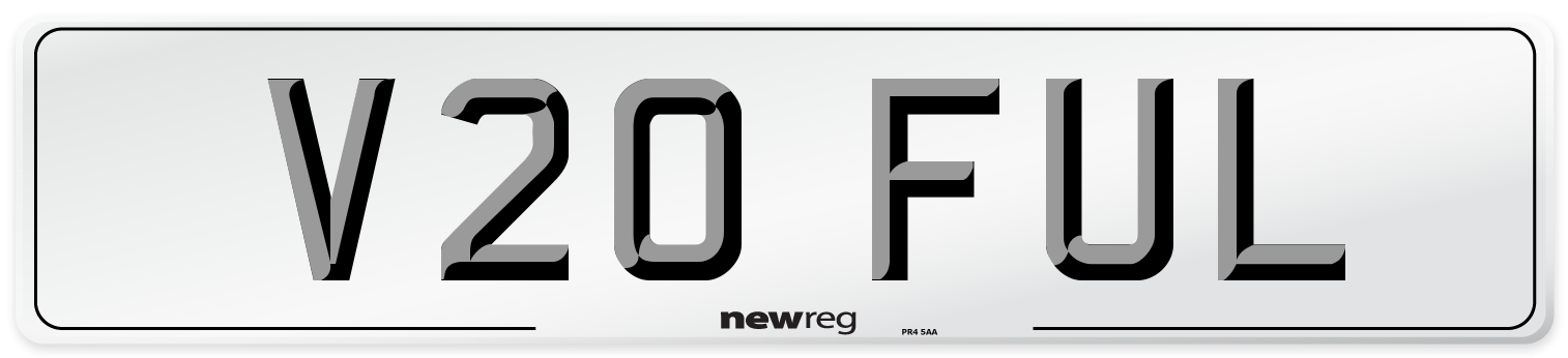 V20 FUL Number Plate from New Reg